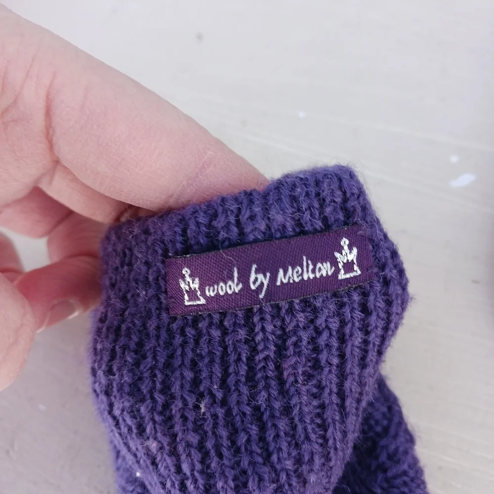 Melton Children Knitted Wool‎ Booties/Slippers Purple Leather Bottom OS It's a